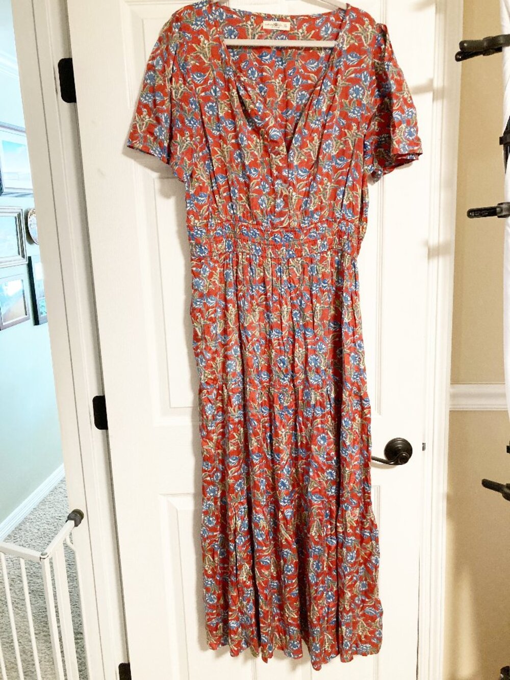 Natural Life V-Neck Floral Maxi Dress with Pockets Size XL